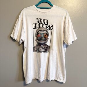 Your Highness Astronaut Graphic T Shirt Space Flowers Graphic Tee Size Large